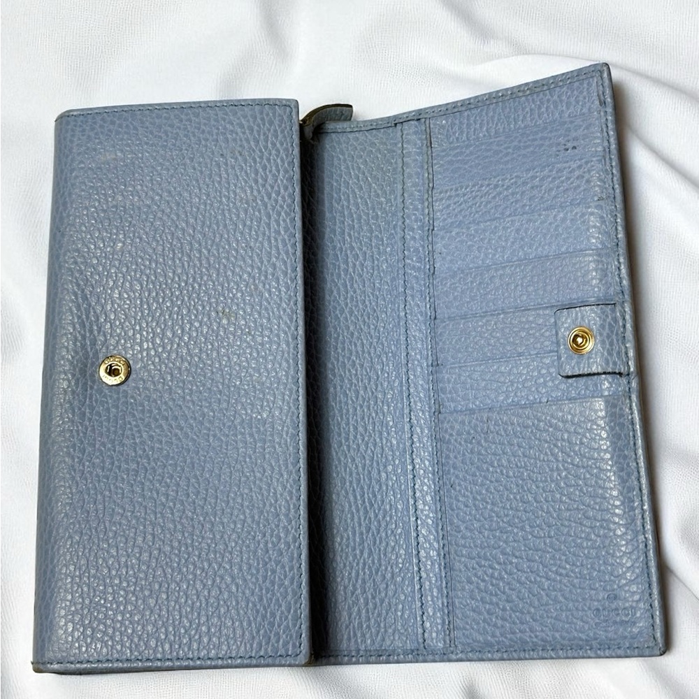 GUCCI Baby Blue Swing Long Bifold Wallet - Picture 5 of 7
